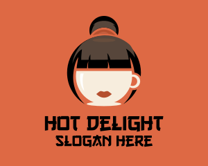 Coffee Cup Asian Girl logo design