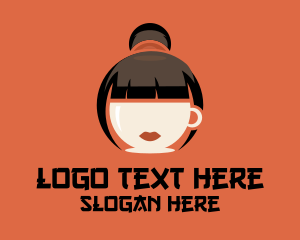 Coffee Cup Asian Girl Logo