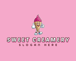 Creamery - Cream Gelato Cartoon logo design