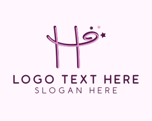 Pink Star - Star Letter H logo design