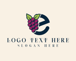 Vineyard - Fresh Grapes Letter E logo design