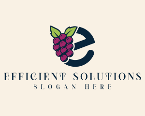 Fresh Grapes Letter E logo design