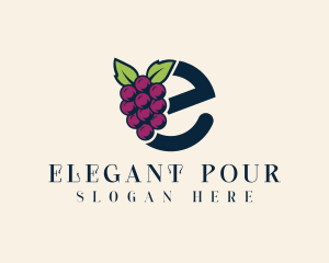 Fresh Grapes Letter E logo design