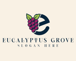 Fresh Grapes Letter E logo design