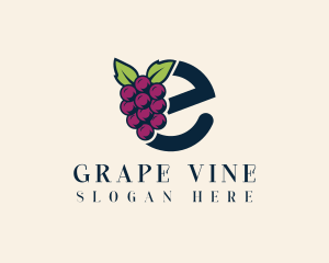 Grapes - Fresh Grapes Letter E logo design