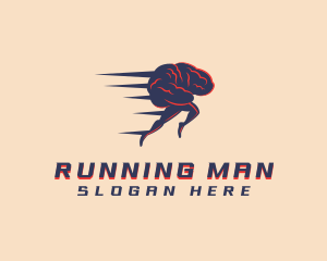 Running Brain Intelligence logo design