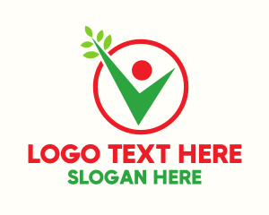 Vegetarian - Leaves Checkbox Human logo design