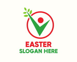 Vegan - Leaves Checkbox Human logo design