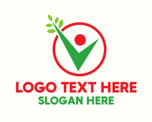 Vegan - Leaves Checkbox Human logo design