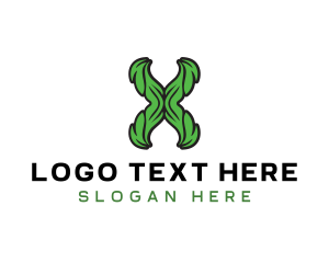 Weed - Green Natural Letter X logo design