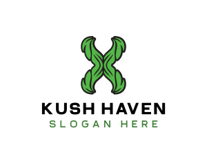 Kush - Green Natural Letter X logo design