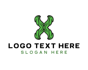 Green Leaf - Green Natural Letter X logo design