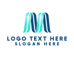 Modern Ribbon Wave Business Letter M logo design