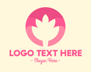 Negative Space - Pink Flower Bud logo design