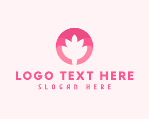 Negative Space - Pink Lotus Flower Bud logo design