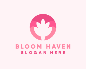 Pink Lotus Flower Bud logo design