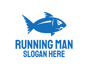 Angry - Blue Ocean Fish logo design