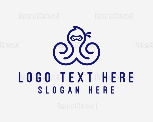 Seafood Ninja Octopus Logo