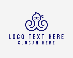 Character - Seafood Ninja Octopus logo design