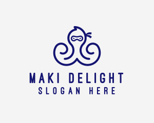 Maki - Seafood Ninja Octopus logo design