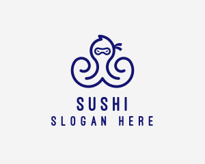 Seafood Ninja Octopus  logo design