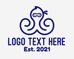 Ninja - Blue Ninja Octopus logo design