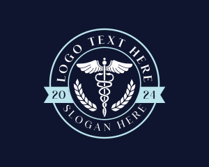 Center - Medicine Caduceus Hospital logo design