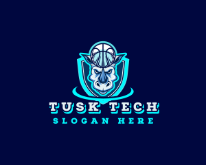 Tusk - Rhinoceros Basketball Varsity logo design