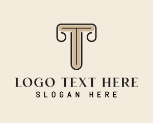 Letter T - Simple Pillar Pedestal logo design