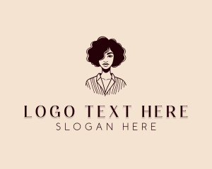 Woman - Curly Hairdresser Stylist logo design