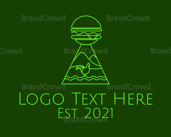 Neon Green Chicken Burger Logo