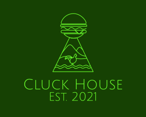 Chicken - Neon Green Chicken Burger logo design