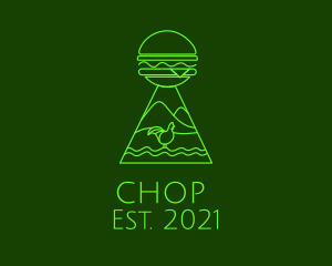 Space - Neon Green Chicken Burger logo design
