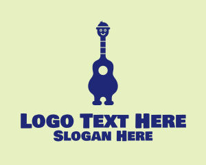 Blue - Happy Guitar Player logo design