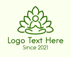 Leaves Meditating Figure logo design