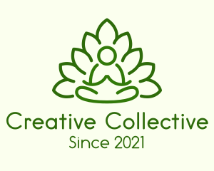 Leaves Meditating Figure logo design