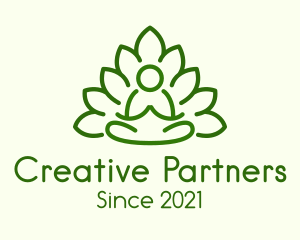 Leaves Meditating Figure logo design