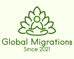 Leaves Meditating Figure logo design