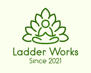 Leaves Meditating Figure logo design