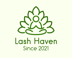 Leaves Meditating Figure logo design