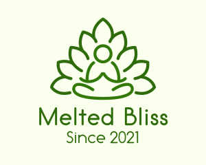 Leaves Meditating Figure logo design