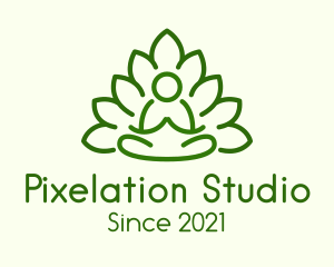 Leaves Meditating Figure logo design