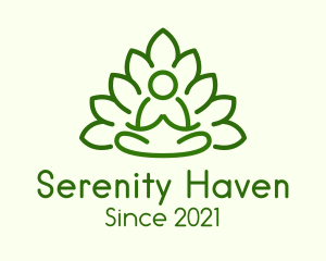 Retreat - Leaves Meditating Figure logo design