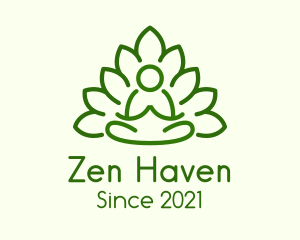 Monk - Leaves Meditating Figure logo design