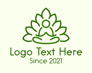 Monk - Leaves Meditating Figure logo design