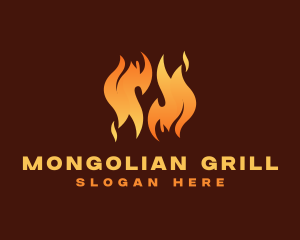 Grill Fire Flame logo design