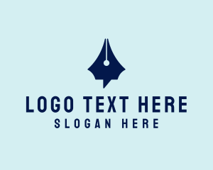 Pen - Blue Writer Chat logo design