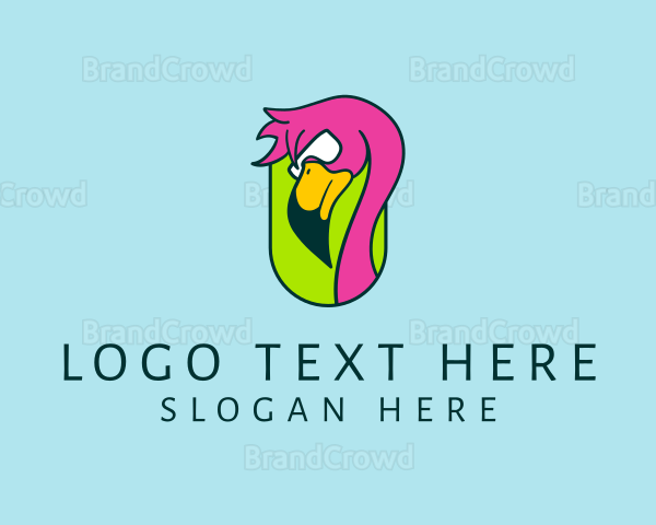 Wild Flamingo Bird Logo