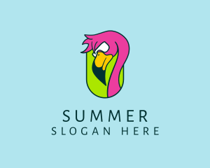 Wild Flamingo Bird  logo design