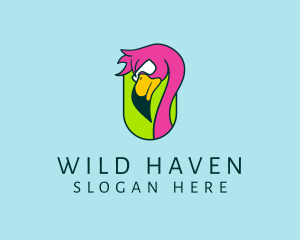 Wild Flamingo Bird  logo design